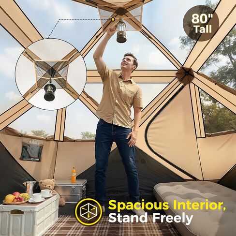 4 Person Camping Tent, Setup in 60 Seconds, Waterproof,Pop up Tents | Instant setup in 60 Seconds,Spacious Interior,3000mm waterproof Camping tent,Instant Cabin Tents with Carry Bag in Saudi Arabia