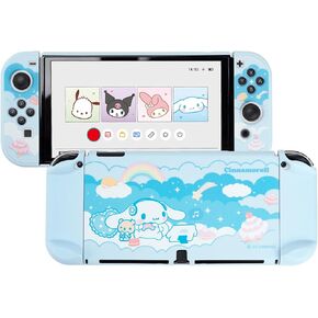غلاف حماية Kuitmor لـ Switch OLED، حافظة غطاء نحيفة قابلة للإرساء على شكل رسوم متحركة Kawaii متوافقة مع Switch OLED، غلاف تصميم مضاد للخدش وامتصاص الصدمات (Cinnamoroll) in Saudi Arabia