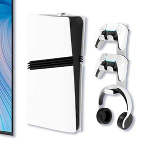 Wall Mount for PS5/PS5 Slim/PS5 Pro Console-, Sturdy Metal Bracket Compatible with All PlayStation 5 Models(Digital and Disc),+1Controller Headphone Holder, Sturdy and Not Fall Off,White in Saudi Arabia