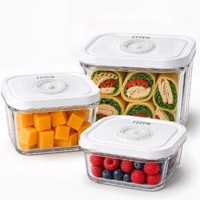 FEPPO Compact Vacuum Sealer for Food (Vacuum Sealer Machine + 3 Containers + 10 Reusable Bags), Anti-Overflow Powerful Portable Handheld Food Sealer, Auto & Manual Modes, Travel Lock, Easy-Clean in Saudi Arabia