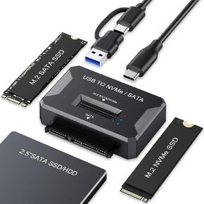 M.2 NVMe SATA SSD Enclosure Hard Drive Reader,10Gbps USB 3.2 Gen 2 USB to NVMe SATA Adapter SSD Reader For M.2 NVMe SATA M-Key B&M-Key and 2.5" SATA HDD/SSD, Support M.2 Size 2230 2242 2260 2280 22110 in Saudi Arabia