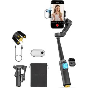 AOCHUAN Smart X3 AI Gimbal Stabilizer for iPhone, AI Tracking Light Module | AI face tracking NO APP needed, fill light, magnetic remote, gesture control, one-tap tripod release, built-in extension rod in Saudi Arabia