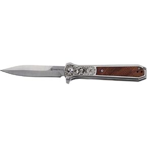 Smith & Wesson Unwavered Folding Dagger with 3.5" 8Cr Steel Blade, Rosewood Handle, for Tactical, Outdoors, and EDC in Kuwait