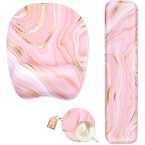 Memory Foam Set Wrist Rest Pad & Mouse Wrist Rest Support,Ergonomic Design for Office,Home,Laptop,Desktop Computer,Gaming Keyboard - Pink in Saudi Arabia