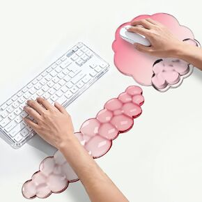 Keyboard Wrist Rest Set — Ergonomic Cloud Wrist Rest Keyboard and Mouse Pad, Non-Slip Desk Accessories for Office and Home（Pink） in Kuwait