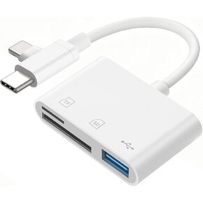 SD Card Reader for iPhone iPad, Micro SD Card Reader Memory Card Reader with USB Adapter Plug and Play Trail Game Camera Card Viewer Supports SD and TF Card No App Required in Saudi Arabia