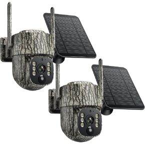 4G LTE Cellular Trail Camera 2 Pack, Auto Tracking with Built-in SIM Card | Solar Powered, 2.5K HD Wireless Security Camera, No WiFi Needed, Motion Activated Waterproof Night Vision for Security in Saudi Arabia