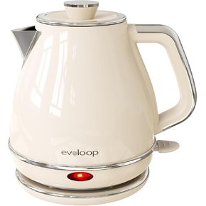 Evoloop Electric Tea Kettle, 1500W /1.0L Hot Water Boiler Heater Pot, Retro Small Electric Kettle, 100% Stainless Steel BPA Free Electric Teapot, Auto Shut-Off & Boil-Dry Protection（Beige） in Saudi Arabia