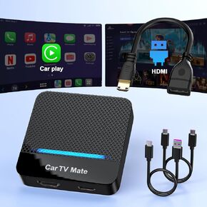 2-in-1 Car TV Mate Pro—Wireless CarPlay Adapter & HDMI Multimedia Adapter for TV Stick Converter/Game Consoles/Set-Top Box/Screen Mirroring, Plug & Play HDMI Cars T V Dongle Compatible Cars from 2016 in Saudi Arabia