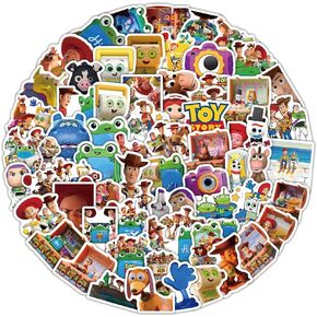 100Pcs Toy Cartoon Movie Story Sticker Bundle, Cool Vinyl Decals for Laptop, Water Bottle, Phone, Skateboard, Luggage, Bicycle, Guitar, DIY Gift for Fans (Toy1) in Saudi Arabia