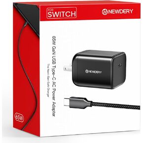NEWDERY Switch 2 Charger 65W AC Power Adapter for Nintendo 2, Foldable Plug, 5FT USB Cable, 4K TV Dock Supported, PD 3.0 Fast Charging (20V/3A), Replacement for OEM Switch 2, for Steam Deck Charger | 5FT PD 3.0 Fast Charging,Replacement for OEM Switch 2,  in Saudi Arabia