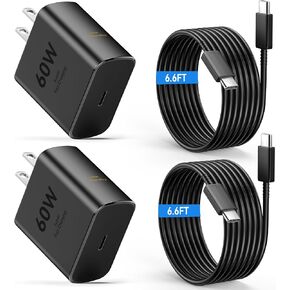 60W USB C Super Fast Charger Type C Android Phone Charger Fast Charging Block with 10ft USB-C to USB-C Cord Compatible with Samsung Galaxy S26 Ultra/S26/S26+/S25/S25 Ultra/S25+/S24, iPhone, iPad in Kuwait
