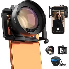 عدسة APEXEL 2X 50mm Portrait Master Telephoto لهاتف iPhone | فتحة F1.05 كبيرة جدًا، مشبك عالمي 17 مم، ملحق عدسة تكبير لكاميرا الهاتف متوافق مع iPhone وSamsung والمزيد in Kuwait
