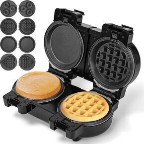 Heart Shaped Waffle Maker 5 Slices with 8'' Non-stick Plates, Gift, 1000W | Heart Waffle Maker with Temperature Control, Cool Touch Handle, Easy to Clean, Valentine's Day, Black in Saudi Arabia
