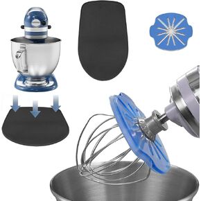 Whisk Wiper® PRO مع حصيرة منزلقة لخلاطات حامل KitchenAid - منظف الخفق وبساط منزلق للخلاط، يناسب خلاطات ذات رأس مائل 4.5Qt و5Qt، خبز خالٍ من الفوضى (أزرق) in Saudi Arabia