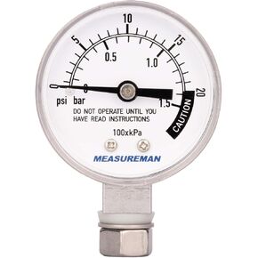 MEASUREMAN Black Steel Pressure Cooker Gauge, Pressure Canner Gauge, Steam Pressure Gauge, 2" Dial, Lower Mount, Including Hexagon Gasket and Nut in Saudi Arabia