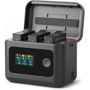 YDW Intelligent Battery Charger for DJI OSMO 360&Action 6/5 Pro/4/3,24W Fast Intelligent Bi-Directional Charging Hub w/LCD Display Shows Battery SOC,Charger Only (Battery Charger Only) in Saudi Arabia
