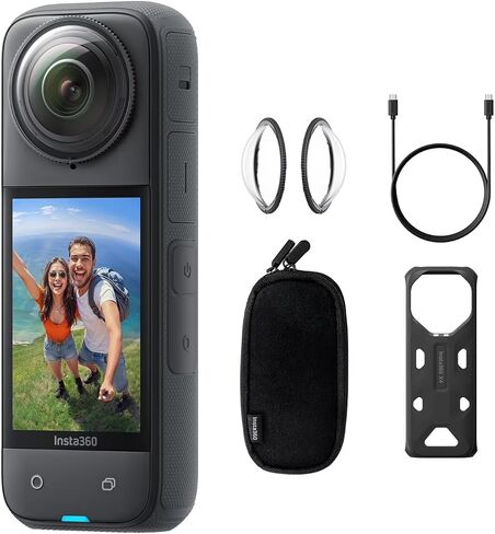 Insta360 X4 Standard Bundle - Waterproof 8K 360 Action Camera, 4K Wide-Angle Video, Invisible Selfie Stick Effect, Removable Lens Guards, 135 Min Battery Life, AI Editing, Stabilization (Renewed) in Saudi Arabia
