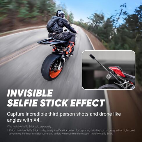 Insta360 X4 Standard Bundle - Waterproof 8K 360 Action Camera, 4K Wide-Angle Video, Invisible Selfie Stick Effect, Removable Lens Guards, 135 Min Battery Life, AI Editing, Stabilization (Renewed) in Saudi Arabia
