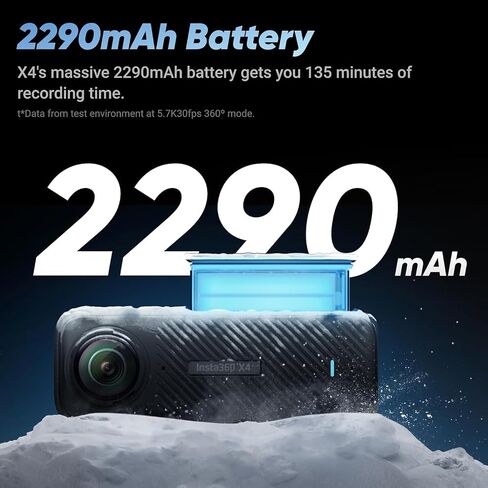 Insta360 X4 Standard Bundle - Waterproof 8K 360 Action Camera, 4K Wide-Angle Video, Invisible Selfie Stick Effect, Removable Lens Guards, 135 Min Battery Life, AI Editing, Stabilization (Renewed) in Saudi Arabia