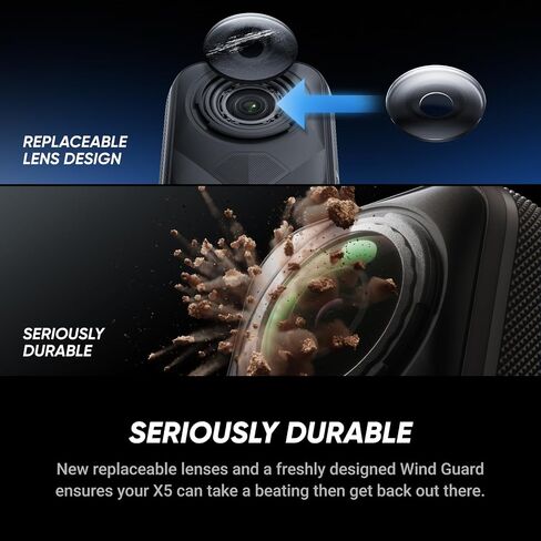 Insta360 X5 Waterproof 8K 360° Action Camera – Low-Light Performance, Invisible Selfie Stick, Replaceable Lenses, 3-Hour Battery, Wind Guard, Stabilized, Triple AI Chip (Renewed) in Kuwait
