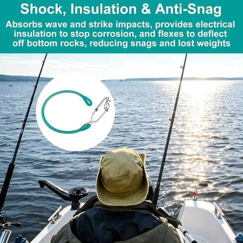 QQZ #371 Downrigger Weight Snubber with Trolling Snap, Green | With trolling snap. Absorbs shock, insulates, prevents snags. Easy grip wet hands. Fits downrigger terminal to weight. in Saudi Arabia