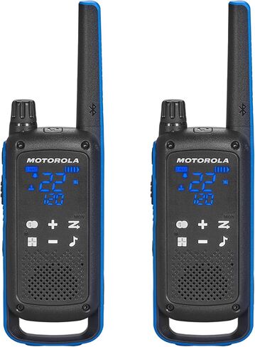 Motorola Solutions, Portable FRS, T802, Talkabout, Two-Way Radios Waterproof IP54 Walkie Talkie Emergency Preparedness, Rechargable, 22 Channel, 35 Mile, Black W/Blue, 2 Pack in Saudi Arabia