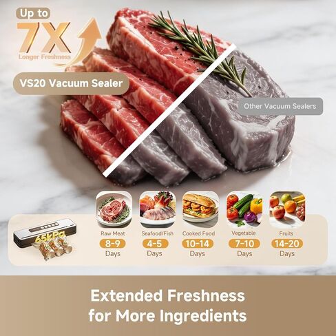 DREAME VS20 Food Vacuum Sealer, 65kPa Compact Sealer, 5 Modes with Cutter | 10 Reusable Vacuum Bags, Reinforced Double Seal, Compact Food Vacuum Sealer, Ideal for Meat, Moist Food & Sous Vide Cooking in Saudi Arabia