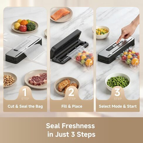 DREAME VS20 Food Vacuum Sealer, 65kPa Compact Sealer, 5 Modes with Cutter | 10 Reusable Vacuum Bags, Reinforced Double Seal, Compact Food Vacuum Sealer, Ideal for Meat, Moist Food & Sous Vide Cooking in Saudi Arabia