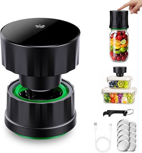 Electric Mason Jar Vacuum Sealer Kit | 4-in-1 handheld mason jar vacuum sealer works with mason jars, glass food bins, vacuum bags and wine bottles in Saudi Arabia