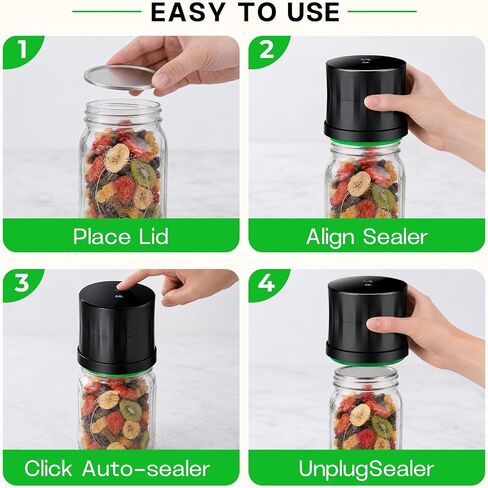 Electric Mason Jar Vacuum Sealer Kit | 4-in-1 handheld mason jar vacuum sealer works with mason jars, glass food bins, vacuum bags and wine bottles in Saudi Arabia