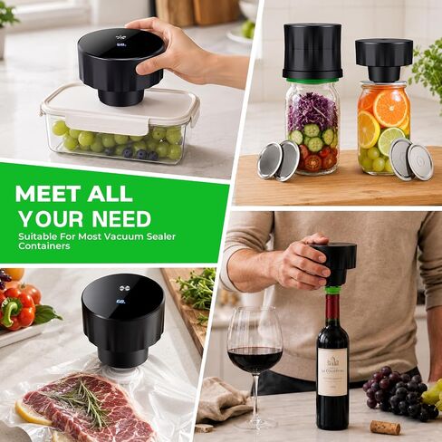 Electric Mason Jar Vacuum Sealer Kit | 4-in-1 handheld mason jar vacuum sealer works with mason jars, glass food bins, vacuum bags and wine bottles in Saudi Arabia