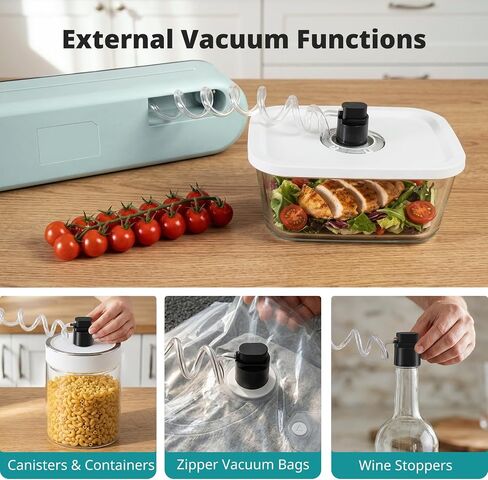 AIRMSEN 1-Step Vacuum Sealer for Food, 6-in-1 Fully Automatic Vacuum Sealer, Built-in Cutter & External Hose Storage, 12" Wide Sealing Strip, Dry & Moist Modes for Food Preservation in Saudi Arabia
