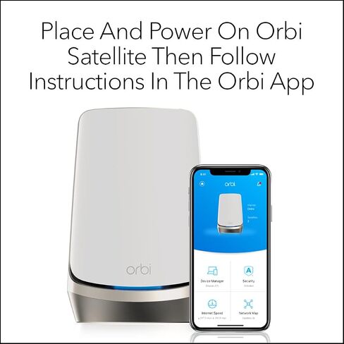 NETGEAR Orbi Quad-Band WiFi 6E Mesh Add-on Satellite (RBSE960) - Works with Orbi RBRE960, RBKE962, RBKE963, Security Features, Adds Coverage Up to 3,000 sq. ft, AXE11000 (10.8Gbps) in Kuwait