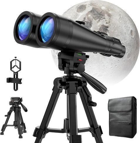 20x80 Astronomy Binoculars for Adults | HD Optics,Bak4 Prism,Low Light Vision for Moon Observation,Wildlife Watching,Waterproof,Tripod,Tripod Adapter,Carrying Case in Saudi Arabia