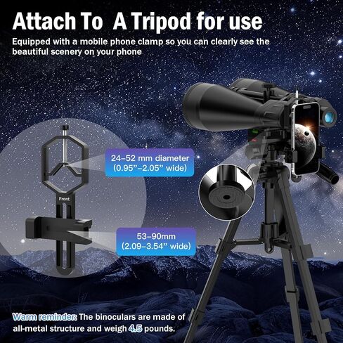 20x80 Astronomy Binoculars for Adults | HD Optics,Bak4 Prism,Low Light Vision for Moon Observation,Wildlife Watching,Waterproof,Tripod,Tripod Adapter,Carrying Case in Saudi Arabia