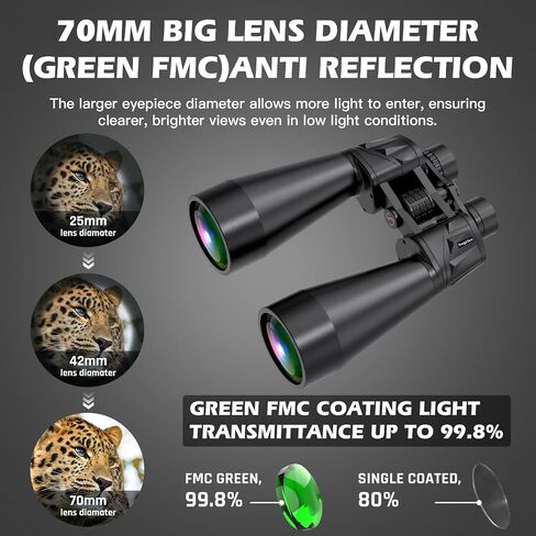 18x70 Professional Astronomy Binoculars for Adults | 70mm Large Aperture,HD Stargazing Binoculars, BAK4 Prism FMC Lens, Waterproof, Low Night Vision,Tripod & Phone Adapter in Saudi Arabia