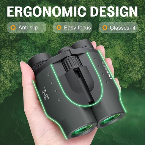 25x32 Compact Bird Watching Binoculars, High Powered for Adults Kids | BAK4 FMC Optics for Cruise Ship, Low Light for Camping Hiking, Eyeglass Friendly for Men Women, Small Size for Travel in Saudi Arabia