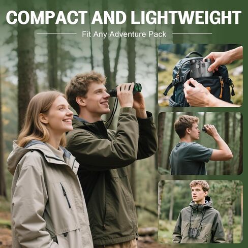 25x32 Compact Bird Watching Binoculars, High Powered for Adults Kids | BAK4 FMC Optics for Cruise Ship, Low Light for Camping Hiking, Eyeglass Friendly for Men Women, Small Size for Travel in Saudi Arabia
