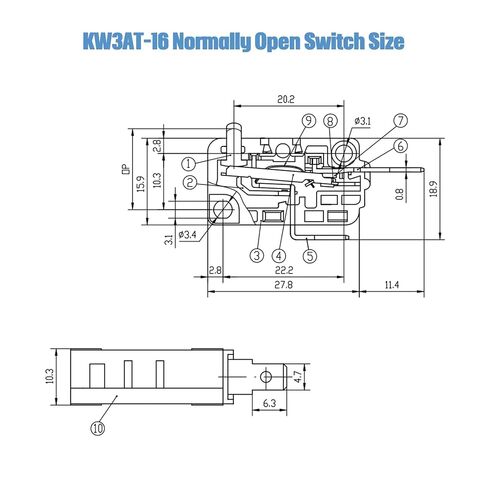 KW3AT-16 Microwave Oven Door Switch 16A 125/250V Door Interloc for KW3A, KW3A-16 (2 Open and 1 Closed) in Saudi Arabia