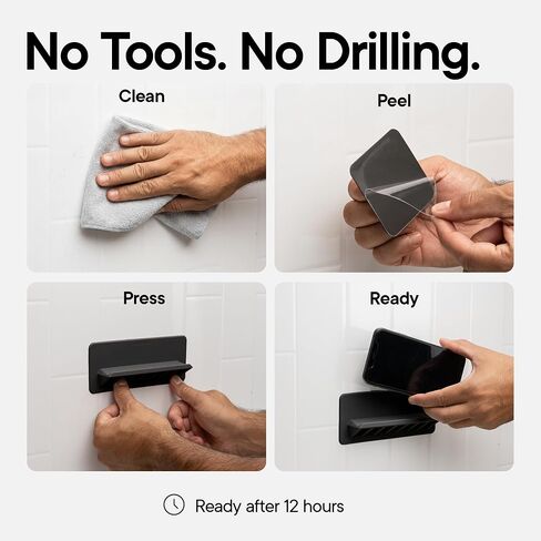 TOOLETRIES The Jack Shower Phone Holder – Charcoal | Silicone shower phone holder with a reusable wall mount for smartphones and tablets. in Saudi Arabia