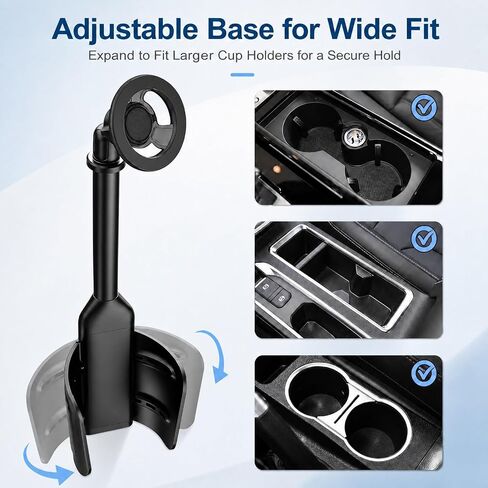 LenTok Magnetic Cup Holder Phone Mount for Car, 2 in 1 One-Hand Operation Adjustable Vehicle Cupholder Expander Phone Holder, Compatible with iPhone Android Smartphones in Saudi Arabia