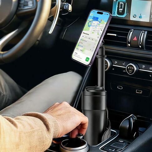 LenTok Magnetic Cup Holder Phone Mount for Car, 2 in 1 One-Hand Operation Adjustable Vehicle Cupholder Expander Phone Holder, Compatible with iPhone Android Smartphones in Saudi Arabia