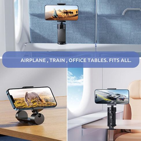 2 PACK Airplane Phone Holder Travel Essentials Accessories – Universal Hands Free Cell Phone Stand Mount for Air Plane Table Seat Desk, Cruise, Car & Flight – Mini Size for Vacation, iPhone, Samsung in Kuwait
