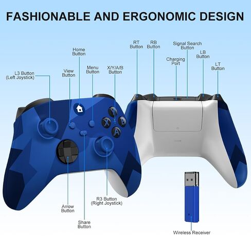 Xbox One Controller,Xbox Controller Wireless for Xbox One, Xbox Series X/S | Wireless Controller with 3.5mm Audio Jack,with 2.4GHz Wireless Adapter,Camo Blue in Saudi Arabia