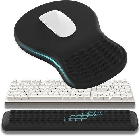 MEKASS Ergonomic Mouse Pad and Keyboard Wrist Rest Set, Super Soft Memory Foam Desk Wrist Support for Computer Keyboard, Non-Slip Arm Palm Rests Cushion for Typing Gaming Office Laptop Mac (Black) in Saudi Arabia