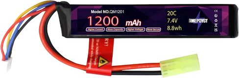 2S Lipo Airsoft Battery 7.4V 1200mAh 20C Rechargeable Lithium Polymer Battery Pack with Mini TMY Plug for Airsoft Guns Rifle- 2096 in Kuwait