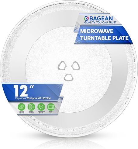 Microwave Plate Replacement 14 1/8 inch Fits W10531726 Whirlpool Microwave Glass Plate - Exactly Replaces Rotating Microwave Turntable Plate - Durable Oven Dish Tray For Better Cooking And Reheating in Kuwait