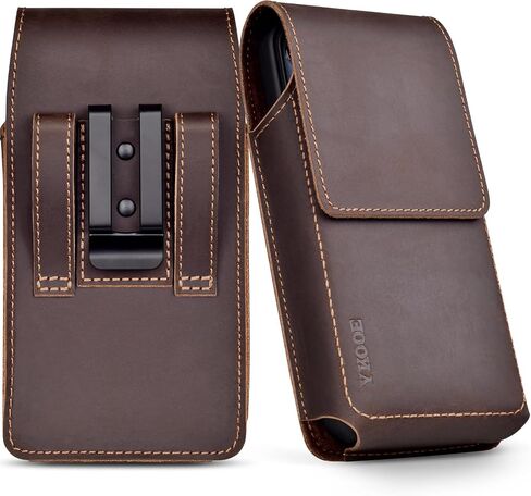 ykooe Genuine Leather Phone Holster Compatible with iPhone 16/15/14/13/12 Pro Max & Plus,17 Air Models, Galaxy S24/S23/S21 FE -Belt Clip and Magnetic Closure,Dark Brown,XL in Kuwait