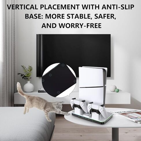 G-STORY Stand & Cooling Station for PS5/Pro/Slim, Dual Controller Charger, RGB Fan, Headset Holder in Saudi Arabia